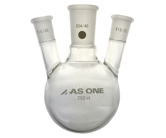 AS ONE 3-6522-02 FG3-0252440-1 3 Neck Flask 250 Side Tube Ground Glass Joint 15/25